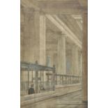 *New York. First Bank of Commerce, New York, 1921, watercolour on paper by Nicholson, showing an