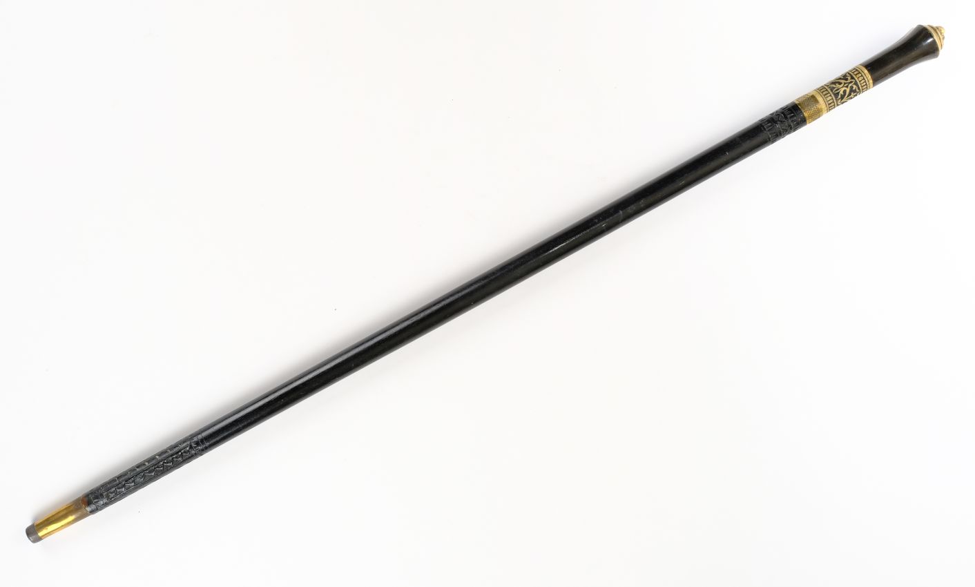 *Walking Stick. 19th century Colonial Indian sword stick, the ebony shaft with carved bone handle - Image 3 of 5