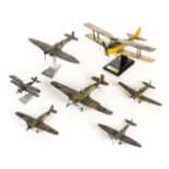 *Model Aircraft. A collection of model aircraft, including a fine carved wood Tiger Moth, with