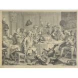 *Hogarth (William, 1697-1764). A Midnight Modern Conversation, 1732, copper engraving and etching on