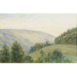 *English School. Mountain landscape with sheep, early 20th century, watercolour on paper, signed