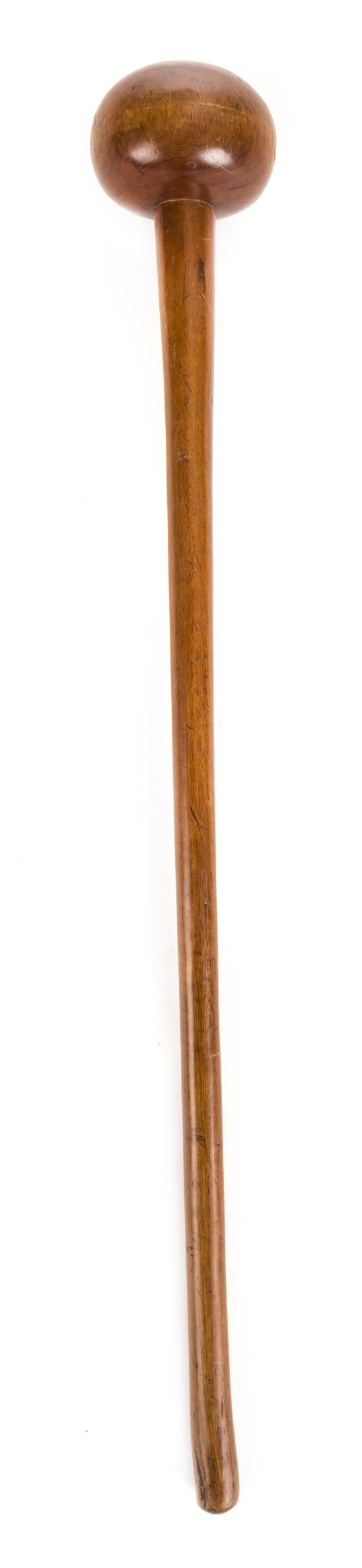 *Knobkerrie. Zulu hardwood knobkerrie, with large spherical head on long shaft, 68cm long (1)