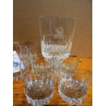 *Tumblers. A set of 8 cut glass tumblers, each engraved with the Hardy crest, 8.5cm high (8)