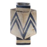 *Studio Pottery. Large geometric stoneware vase, decorated with blue chevrons on a grey ground, 29cm