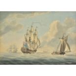 *Anderson (William, 1757-1837). Shipping off the coast, watercolour on paper, laid down on card,