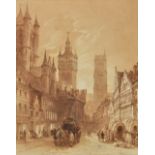 *Prout (Samuel, 1783-1852). View of Ghent, sepia watercolour on paper, 20 x 16 cm (8 x 6.25 ins)