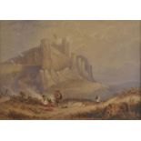 *Attributed to George Balmer (1806-1846). Castle on a promontory, with figures, watercolour on