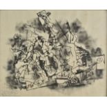 *Rattner (Abraham, 1893-1978). Composition, 1962, pen and black and brown ink on paper, signed amd