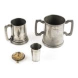 *Cup. Edwardian pewter twin handle cup, engraved 'C.C.C. Challenge Fours, 1908' engraved with the