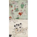 *Mickey Mouse. A pair of Mickey Mouse nursery curtains, 1930s, two cotton curtains, printed with