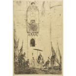 *Bauer (Marius A.J., 1867-1932). An Arab procession, drypoint etching on paper, signed lower right