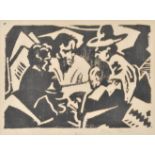 *Nash (Willard, 1898-1943). Card Players, woodcut on wove paper, signed in pencil, some soiling