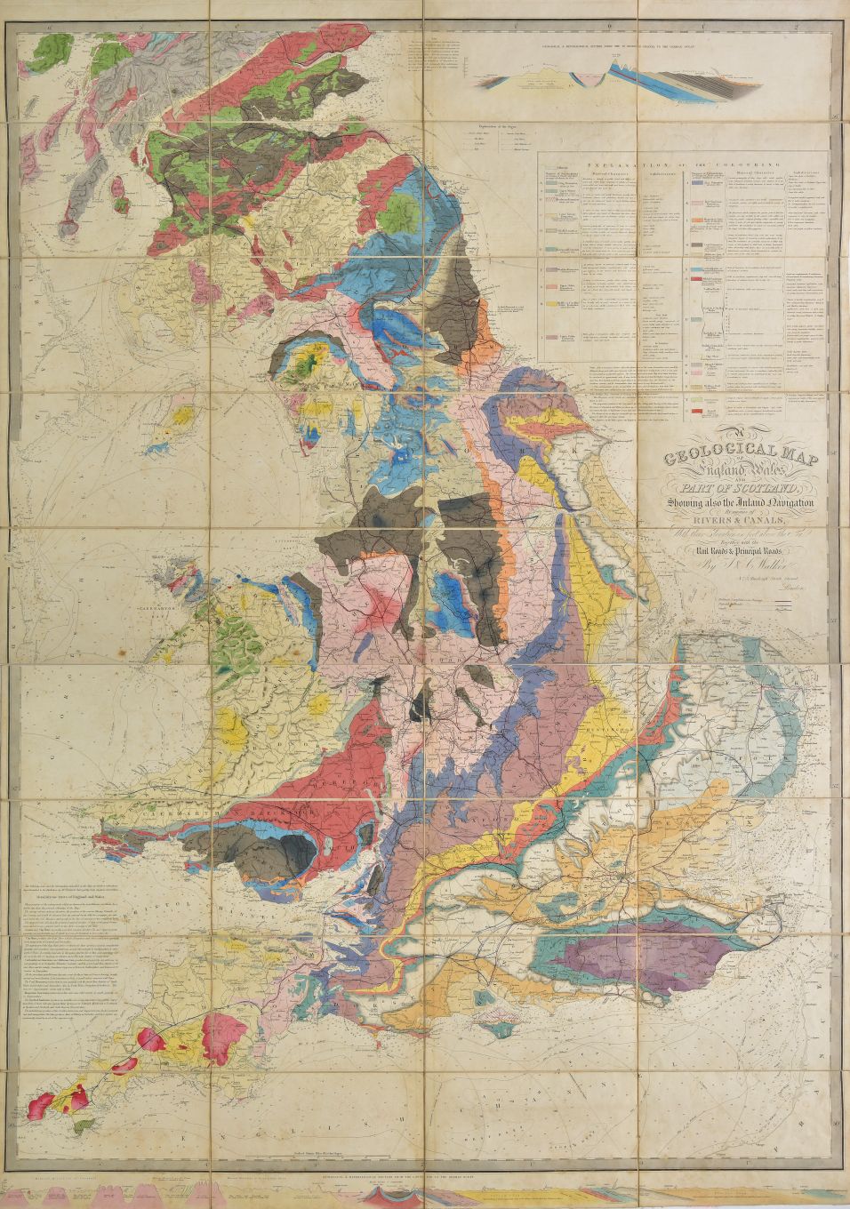 England & Wales. Walker (J. & C.), A Geological Map of England & Wales and part of Scotland, showing