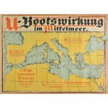 Propaganda maps. U-Bootswirkung im Mittelmeer, published German Admiralty, circa 1918, colour