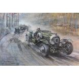 *Bryan De Grineau - Le Mans 1929. A lithographic print depicting the Bentley No 9 (Old Mother Gun)