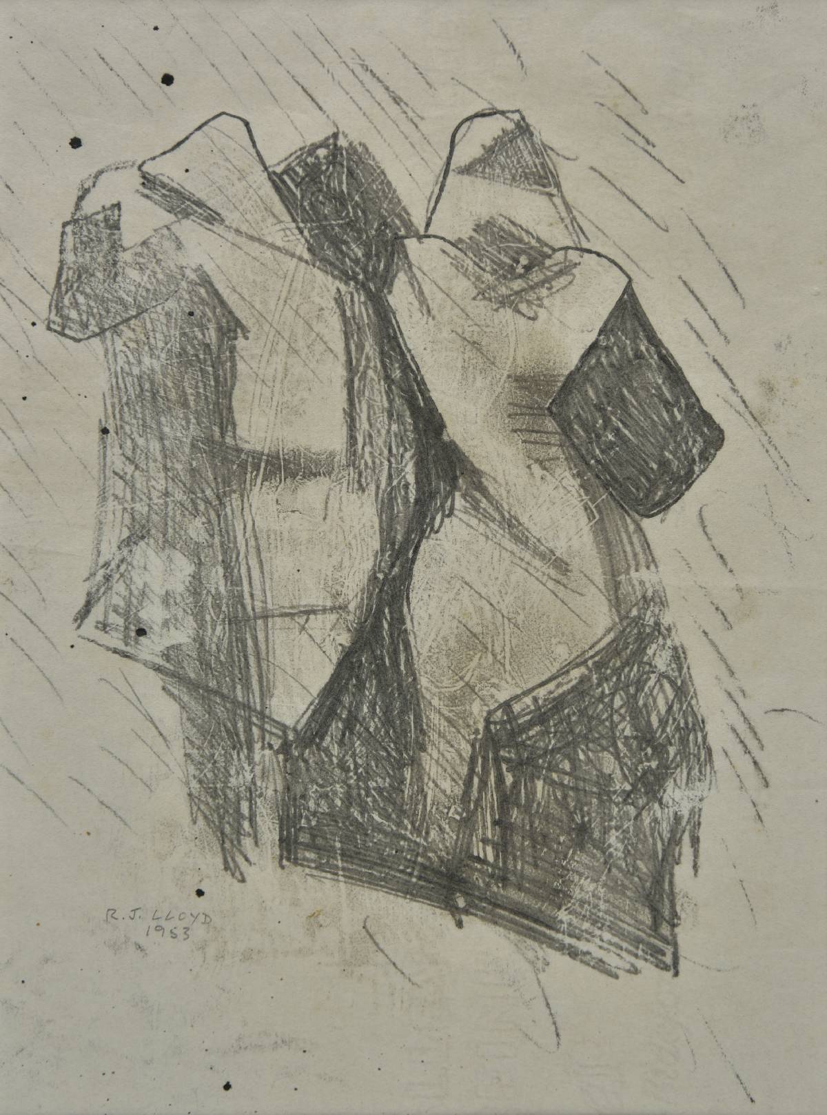*Lloyd (Reginald J., 1926- ). Rain, 1953, monotype on paper, signed and dated lower left, 25 x 18. - Image 2 of 2