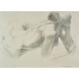 *Green (Alfred Rozelaar, 1917-2013). Female nude resting, 1987, charcoal & pencil on wove, signed