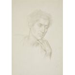 *De Morgan (Evelyn, 1855-1919). Male head study for The Valley of Shadows, pencil on card, head