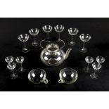 *Modernism. Czechoslovakian glassware, including 6 stemmed champagne glasses, various tumblers,