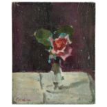 *Colahan (Colin, 1897-1987). Still life of a rose in a glass, oil on Winsor & Newton Rathbone canvas