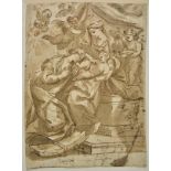 *Cignani (Carlo, 1628-1719). The Mystic Marriage of Saint Catherine, pen & dark brown ink and wash