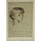*Clausen (Sir George, 1852-1944). Little Meg, 1892, etching on pale blue-grey paper, margins