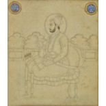 *Indian Miniature. Portrait of the Mughal Emperor Muhammad Shah (1702-1748), early 19th century, pen