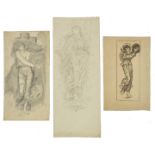 *De Morgan (Evelyn, 1855-1919). Figure study for The Christian Martyr, pencil on card, depicting a