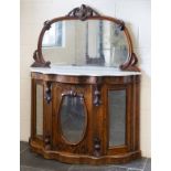 *Sideboard. Victorian rosewood mirror back sideboard, with serpentine marble top above three