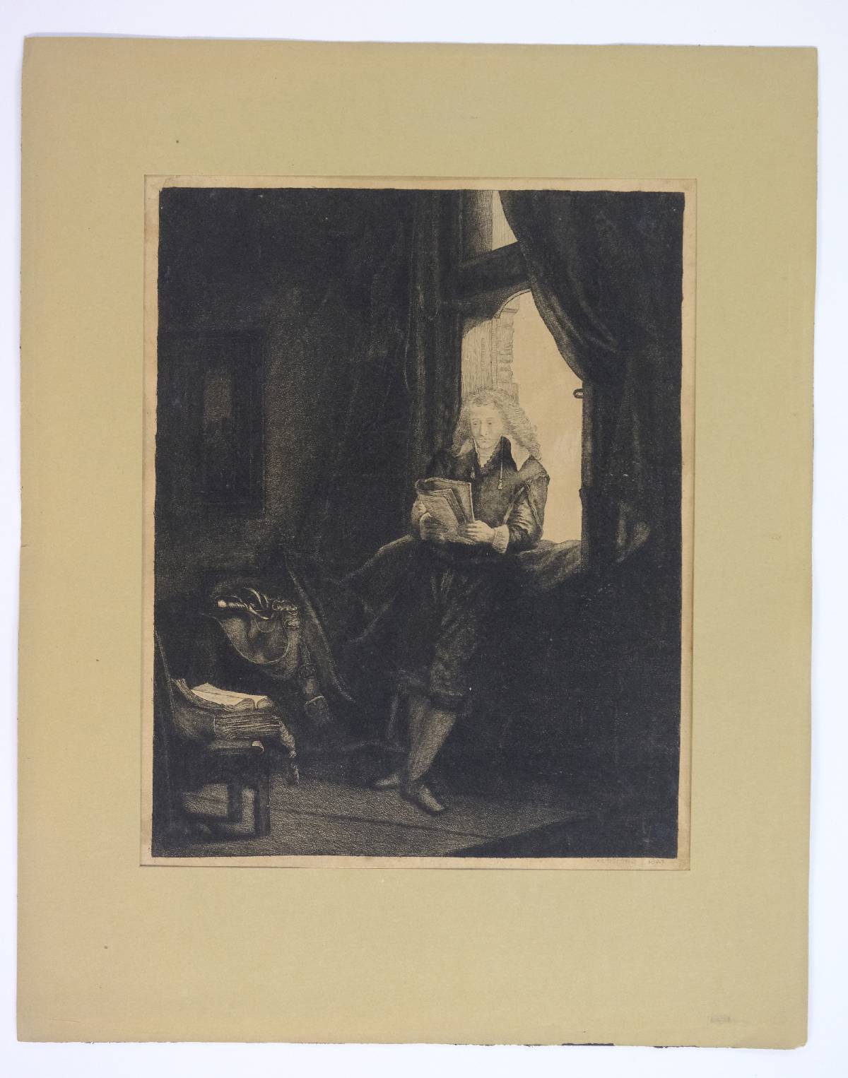 *Rembrandt (Harmensz. van Rijn, 1606-1669). St. Jerome in a dark chamber, 1642 (Bartsch 105; - Image 8 of 10