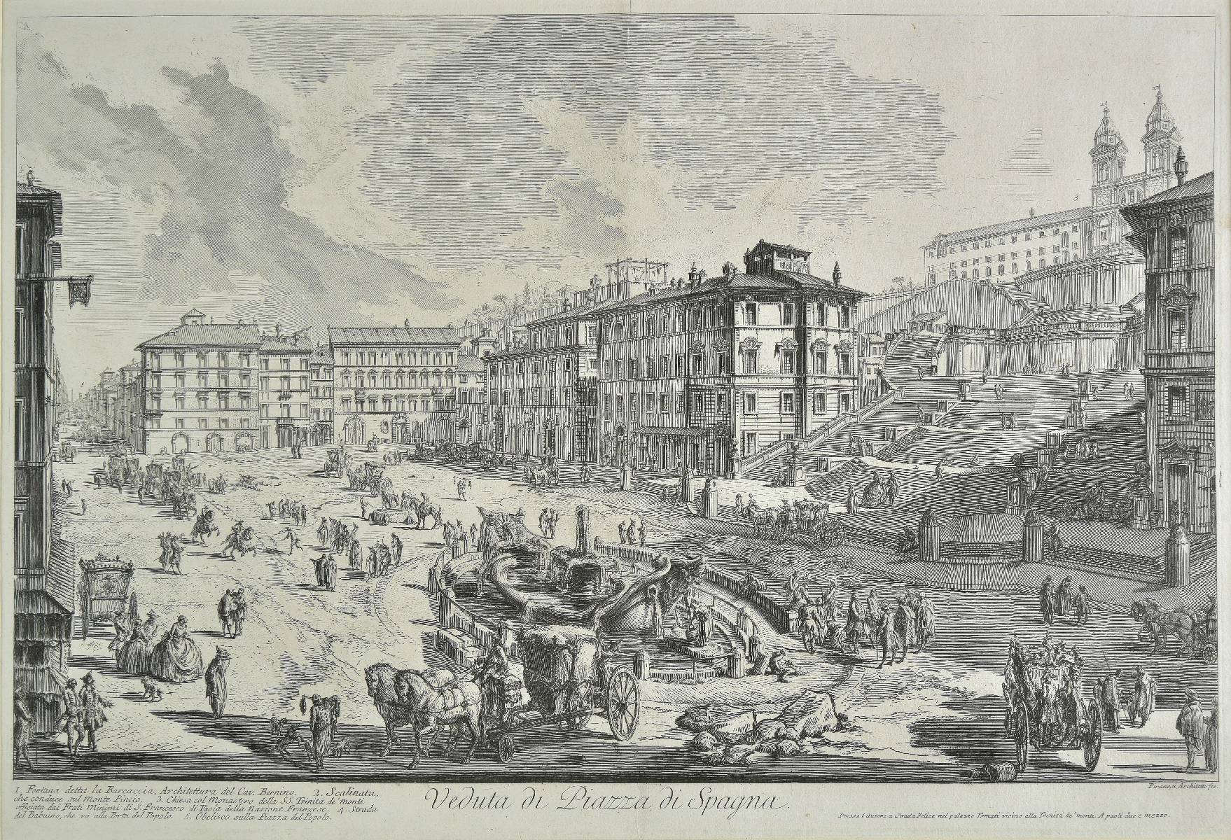 *Piranesi (Giovanni Battista, 1720-1778). Veduta di Piazza di Spagna (from Vedute di Roma), 1751,