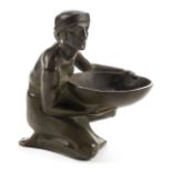 *Gurschner (Gustav, 1873-1971). Bronze incense burner, modelled as a bowl bearer c.1910, signed on