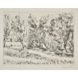 *Grant (Duncan James Corrour, 1885-1978). Trees in Summer, etching on handmade paper, watermarked