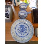 *Chinese. Chinese porcelain tableware, comprising eight bowls, six spoons and four large plates