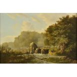 *Dutch School. River landscape, mid-19th century, oil on board, indistinctly signed lower left A.