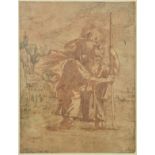 *Bolognese School. Saint Christopher carrying the infant Christ, pen & brown ink and wash, and
