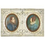 *Portrait miniature. Duke and Duchess of Wellington, mid 19th century, a pair of oval facing profile