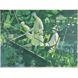 *La Dell (Edwin, 1914-1970). Fishing at Marlow, 1951, colour lithograph, printed by Chromoworks