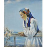 *Bradbury (Arthur Royce, 1892-1977). Young woman in traditional costume, probably Italian, oil on
