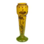 *Art Deco. Schneider Charder cameo glass vase, circa 1930s, decorated with stylised flowed and