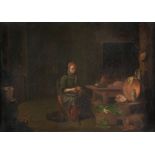 *Slingelandt (Pieter Cornelisz, van, 1640-1691). The Kitchen Maid, oil on canvas, 40 x 54.5 cm (15.