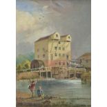 *Halifax (John, 19th century). Mill at Tewksbury, circa 1830, oil on panel, showing two figures