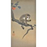*Koson (Ohara, 1877-1945). Monkey on the Tree, mitsugiri colour woodblock print, published by