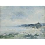 *Burman (John Reginald, 1936-). The Strand, oil on board, coastal landscape with figures on a beach,