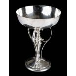 *Arts and Crafts. Silver pedestal cup by James Dixon & Sons, Sheffield, 1904, with a hammered