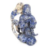 *Chinese Carving. Interesting lapis lazuli carving of the deity Shou Lao, carved holding a staff and