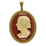 *Ivory Cameo Portrait. Profile portrait of a young man, possibly the Pre-Raphaelite painter Sir John
