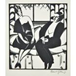 *Gibbings (Robert John, 1889-1958). Sitting Out, 1929, woodcut on laid paper, watermarked Hand Made,