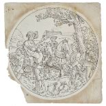 *German School. Hunting Scene, circa 1600, pen and brown ink on laid paper, showing two men on