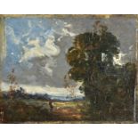 *Attributed to John Constable (1776-1837). Figure by trees looking out over a landscape, & Stormy